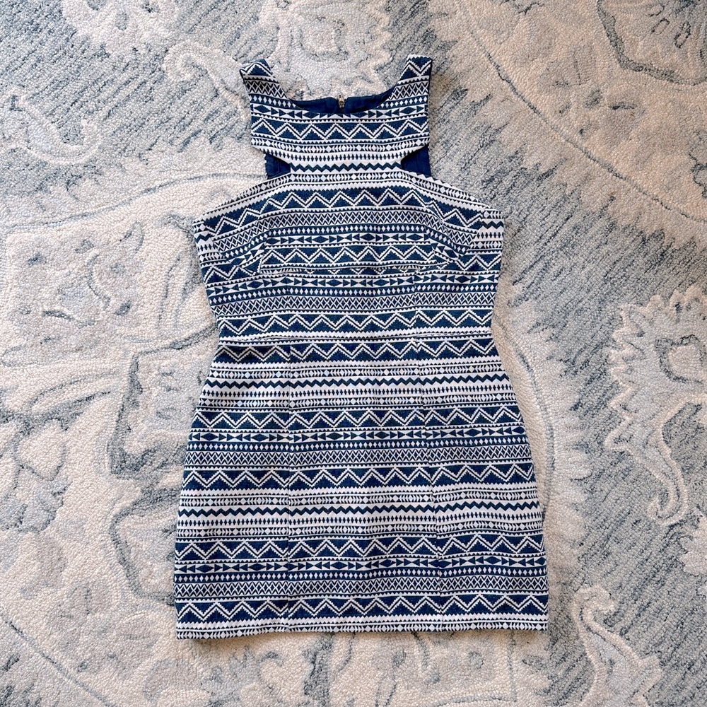 Umgee Blue Aztec Tribal Triangle Dress